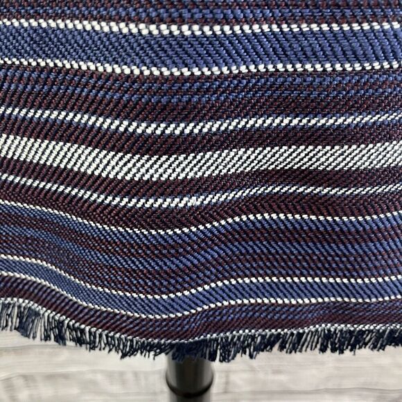 Ann Taylor Loft Skirt size 10 Navy Blue Purple Striped Tweed A Line Fringe Knee - Picture 6 of 9